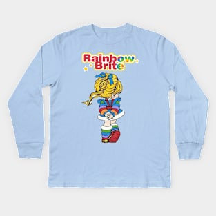 Rainbow Shy girl 80s Kids Long Sleeve T-Shirt